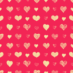 Hand drawn grunge hearts seamless pattern. Valentine's day vector background.