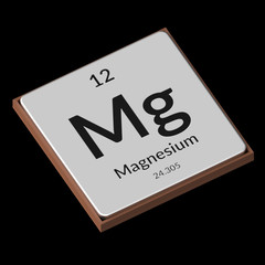 Chemical Element Magnesium Embossed Metal Plate on a Black Background