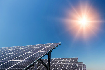 Solar panel, photovoltaic, alternative electricity source - selective focus, copy space