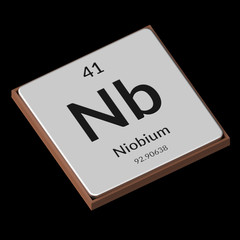 Chemical Element Niobium Embossed Metal Plate on a Black Background