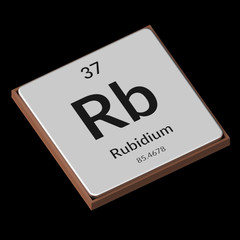 Chemical Element Rubidium Embossed Metal Plate on a Black Background