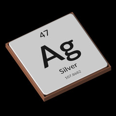 Chemical Element Silver Embossed Metal Plate on a Black Background