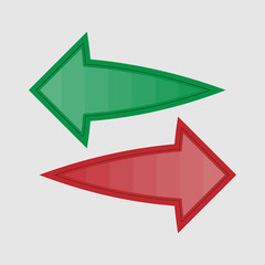 Exchange and return icon in color style. Vector arrows in two directions. Horizontal arrows.