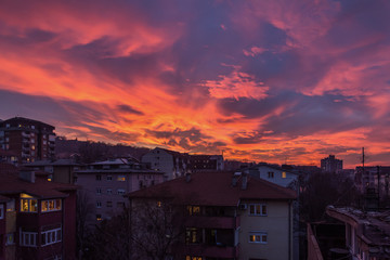 crazy sunset in Belgrade