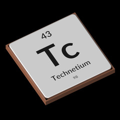 Chemical Element Technetium Embossed Metal Plate on a Black Background