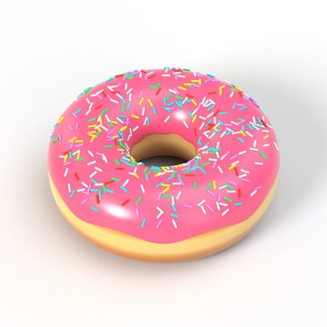 Delicious donut with pink icing and sprinkles