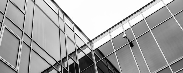 Überwachungskamera, Konzerngebäude, schwarz weiß, Panorama