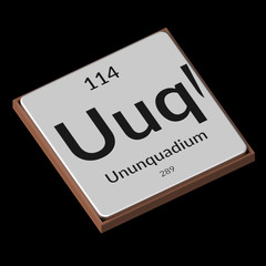Chemical Element Ununquadium  Embossed Metal Plate on a Black Background