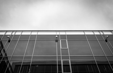 Überwachungskamera, Konzerngebäude, schwarz weiß