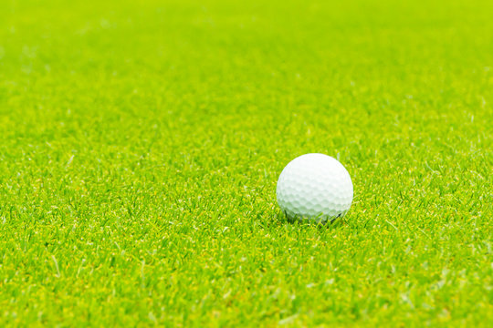Golf ball on the green  Close up.