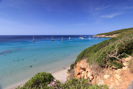 plage de binigaus, c&ocirc;te sud, minorque, &icirc;le ba&eacute;lares, espagne
