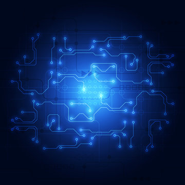 Vector Abstract futuristic circuit board system, Illustration high digital technology blue color concept