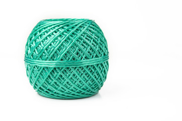 Artificial ball of nylon string for household on white.