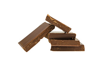 chocolate bars isolated on white background