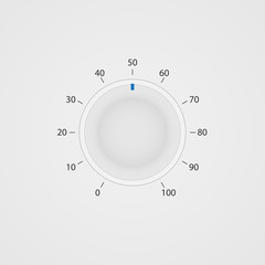 Vector white control panel tumbler. Rotate switch interface stereo tuner on white background. 