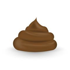 Realistic shit. Melted milk chocolate isolated on white background. Vector illustration.