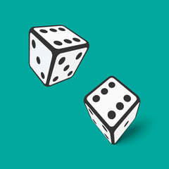 Two falling dice. Vector illustration.