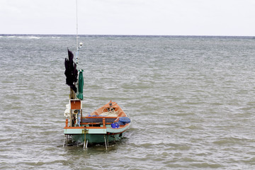 Obraz premium Fishing boat, sea, nature, mountain.