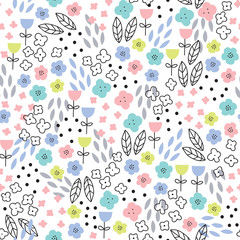 seamless spring flowers pattern vector illustration