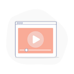 Media Video Player Interface, video or audio player icon for web and mobile apps. Flat outline vector illustration design concept.