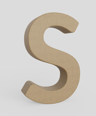Isolated Upright Capital letter s Made of Cork