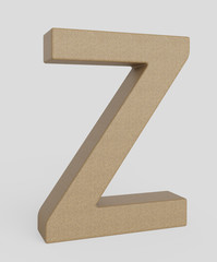 Isolated Upright Capital letter z Made of Cork