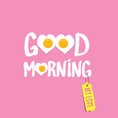 Fried Egg vector illustration. good morning concept. breakfast fried chicken egg with a orange yolk in the center of the fried egg flat laying on pink background.