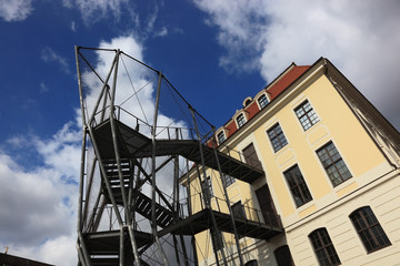 Das Landhaus, heute Stadtmuseum, mit der Rettungstreppe, Dresden, Sachsen, Deutschland