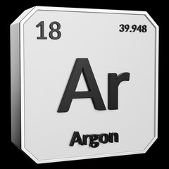 Upright Metal Plaque with Black 3D Text of Chemical Element Argon