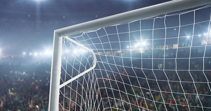 Soccer goalkeeper on a professional soccer stadium. Stadium and crowd is made in 3D and animated - Powered by Adobe