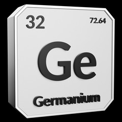 Upright Metal Plaque with Black 3D Text of Chemical Element Germanium