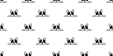 dog seamless french bulldog vector pattern face sleepy isolated wallpaper background