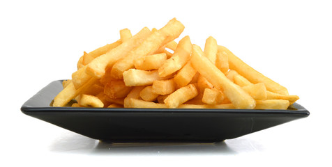 a pile of french fries isolated on white