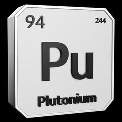 Upright Metal Plaque with Black 3D Text of Chemical Element Plutonium