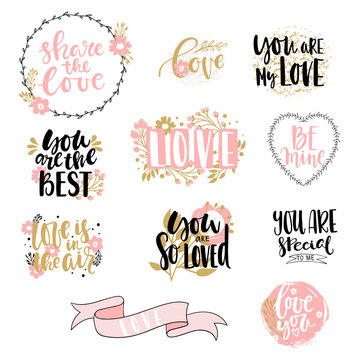 Lettering collection with love theme