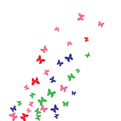 Spring Background with Colorful Butterflies. Simple Feminine Pattern for Card, Invitation, Print. Trendy Decoration with Beautiful Butterfly Silhouettes. Vector Background with Moth