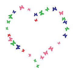 Spring Background with Colorful Butterflies. Simple Feminine Pattern for Card, Invitation, Print. Trendy Decoration with Beautiful Butterfly Silhouettes. Vector Background with Moth