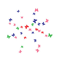 Spring Background with Colorful Butterflies. Simple Feminine Pattern for Card, Invitation, Print. Trendy Decoration with Beautiful Butterfly Silhouettes. Vector Background with Moth