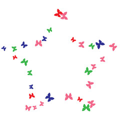 Spring Background with Colorful Butterflies. Simple Feminine Pattern for Card, Invitation, Print. Trendy Decoration with Beautiful Butterfly Silhouettes. Vector Background with Moth