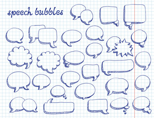 Speech bubbles vector set on notepad background