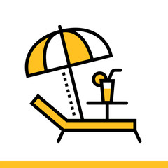 Outline icon Beach. Hotel services. Suitable for print, website and presentation