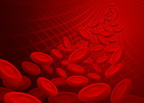 Abstract Concept Illustration of Flowing Red Blood Cells Under Microscope. Healthcare, Medical, Life and Biology, medical and scientific background.