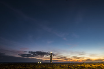 lighthouse in the night in fuerteventura