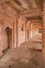 Fototapeta na wymiar Mandu India, afghan ruins of islam kingdom, mosque monument and muslim tomb, interior details.