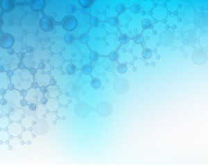 Abstract Medical and Science Molecular Structure Concept on Blue Gradient Background