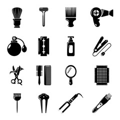 Hairdresser icons set, simple style