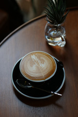coffee latte art in coffee shop cafe