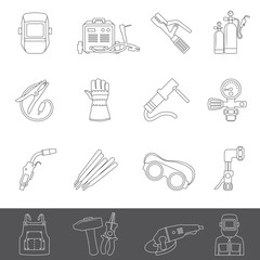 Line Icons - Welding Equipment - obrazy, fototapety, plakaty