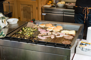 Grilled meat and vegetables