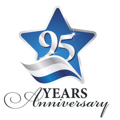 95 years anniversary isolated blue star flag logo icon